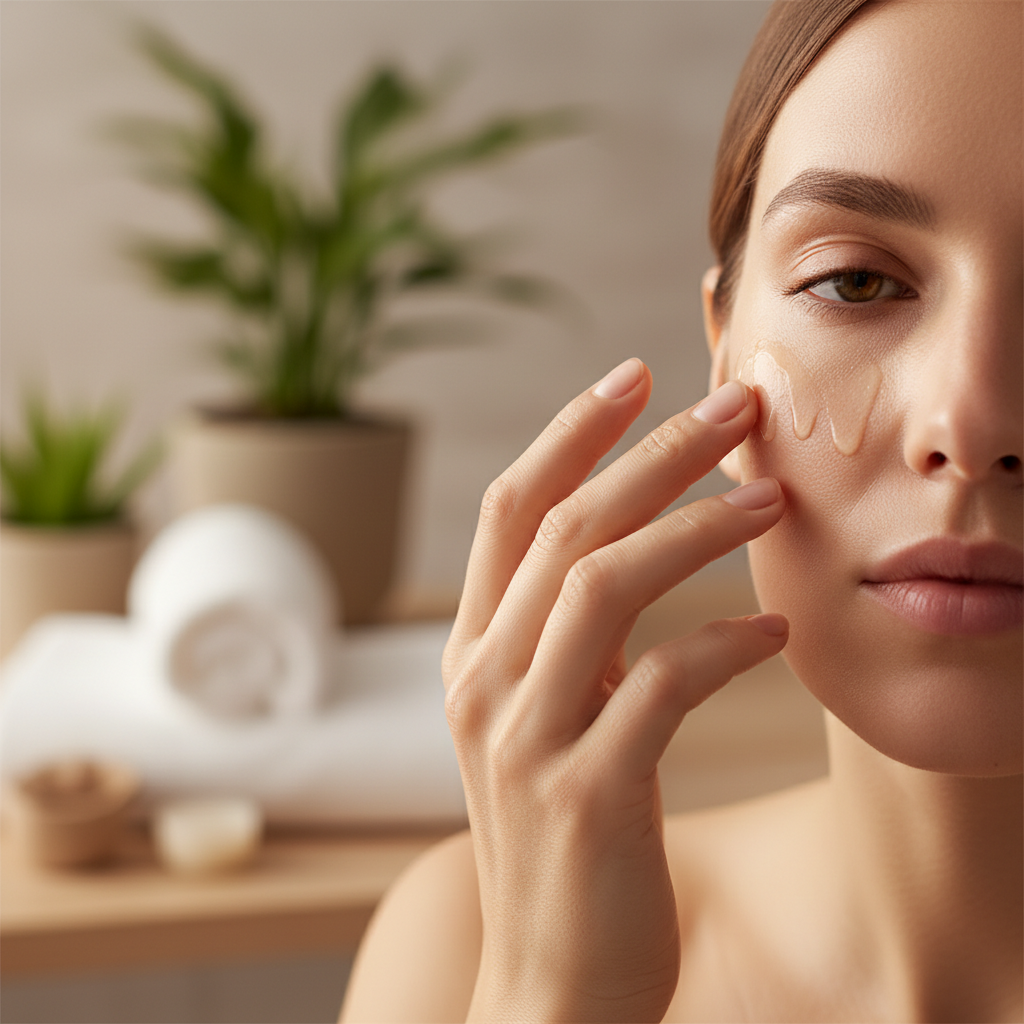 Application de la crème sur le visage