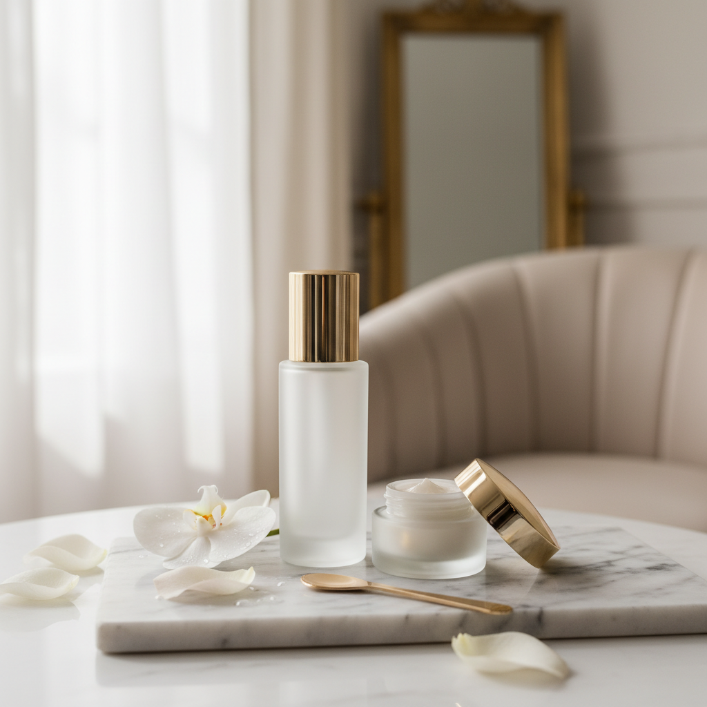 Eau micellaire dans ambiance luxe