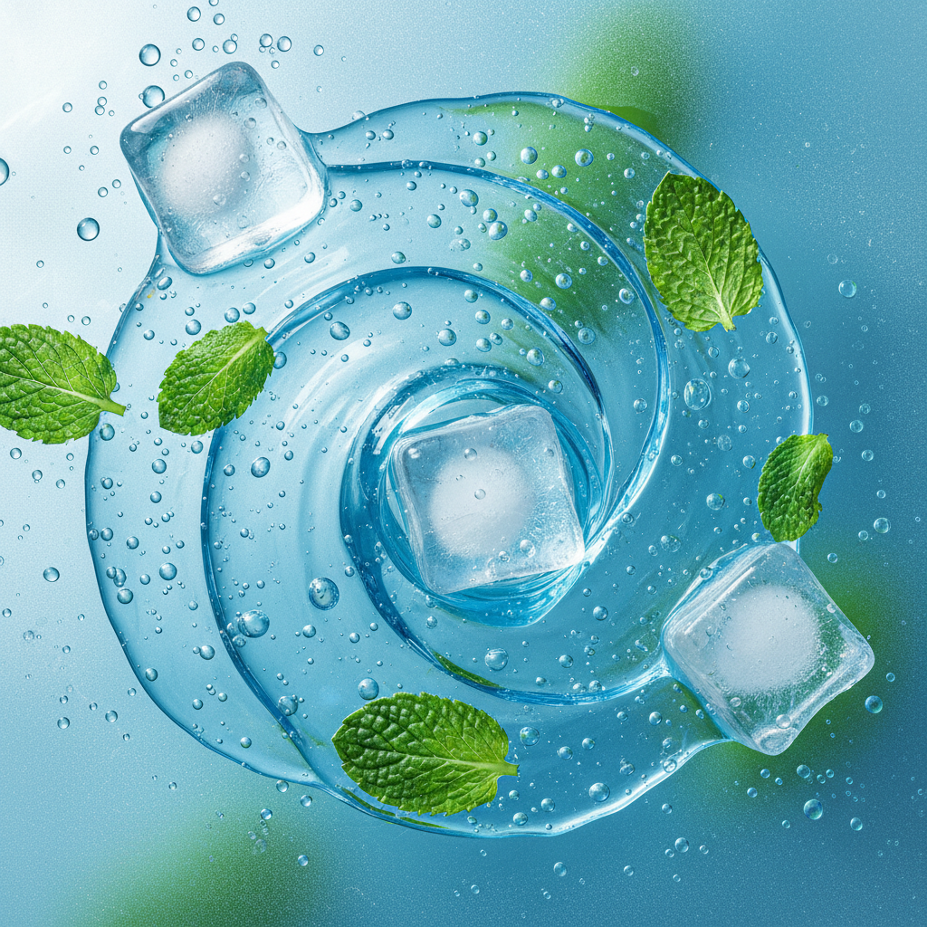 Texture gel fraîche avec glace et menthe