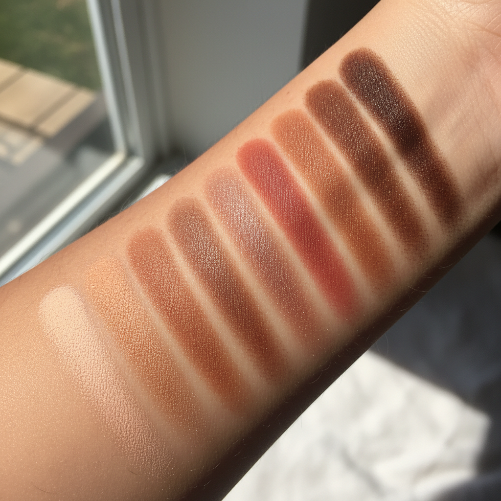 Swatches 12 teintes nude sur peau