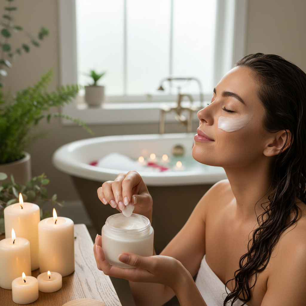 Application du masque capillaire en spa