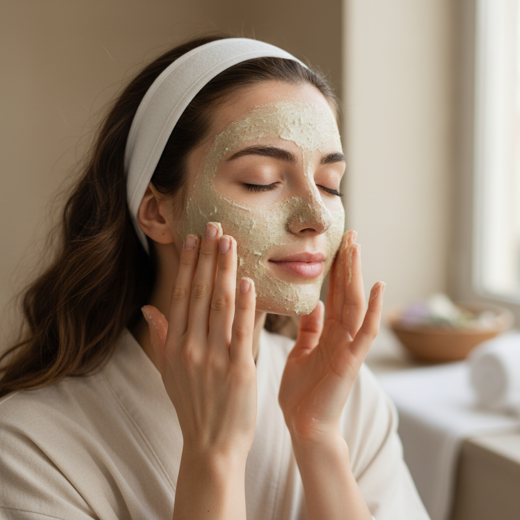 Application du gommage exfoliant