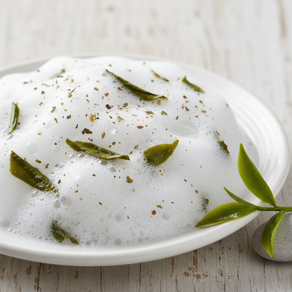 Mousse crémeuse avec thé vert