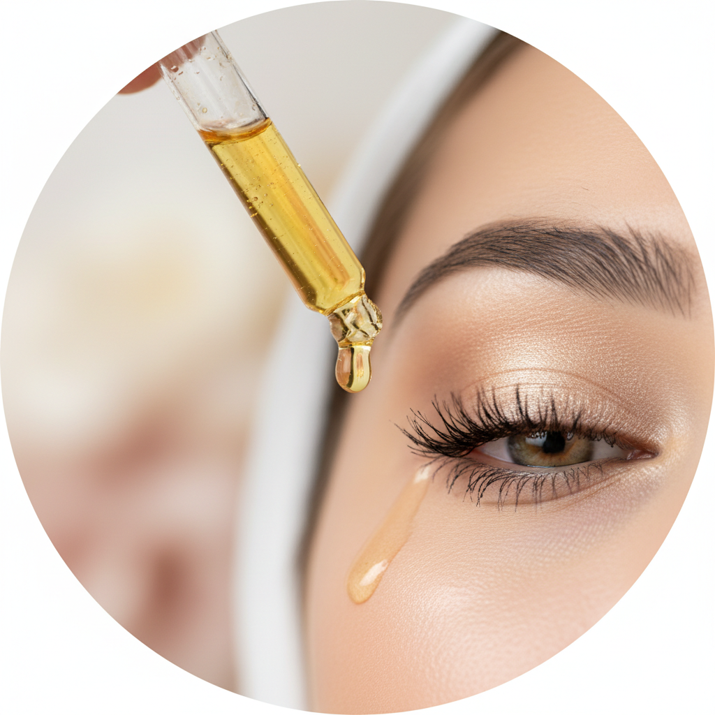 Application du sérum yeux avec pipette