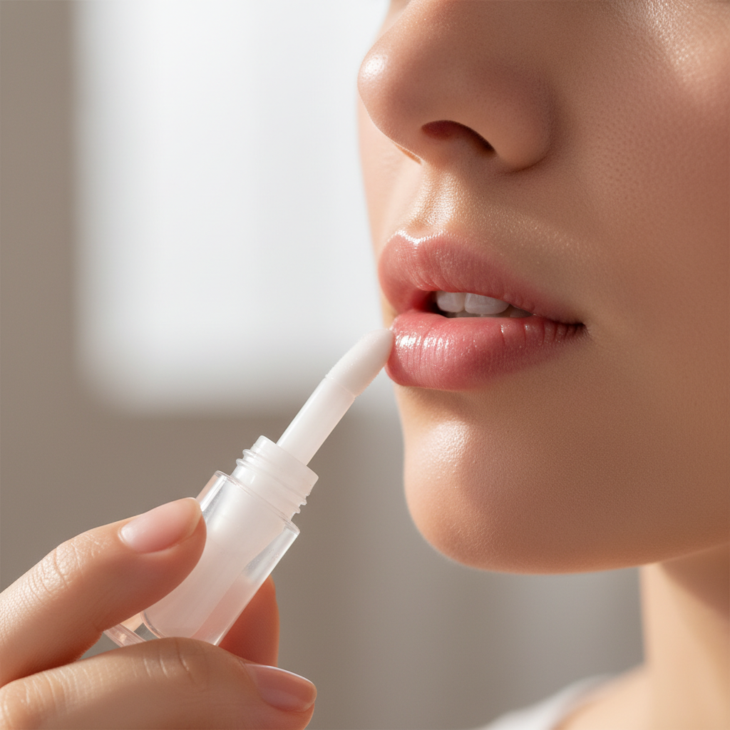 Application du baume à lèvres