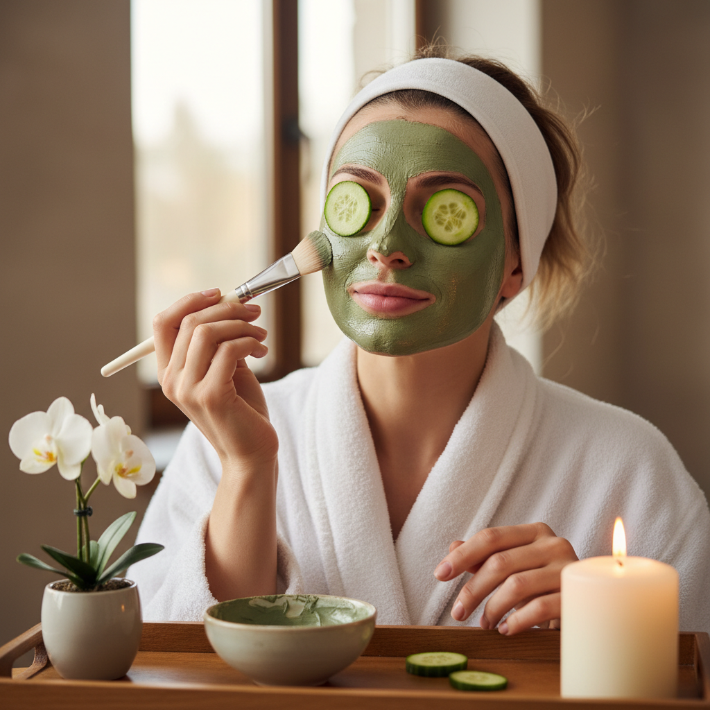 Application du masque visage