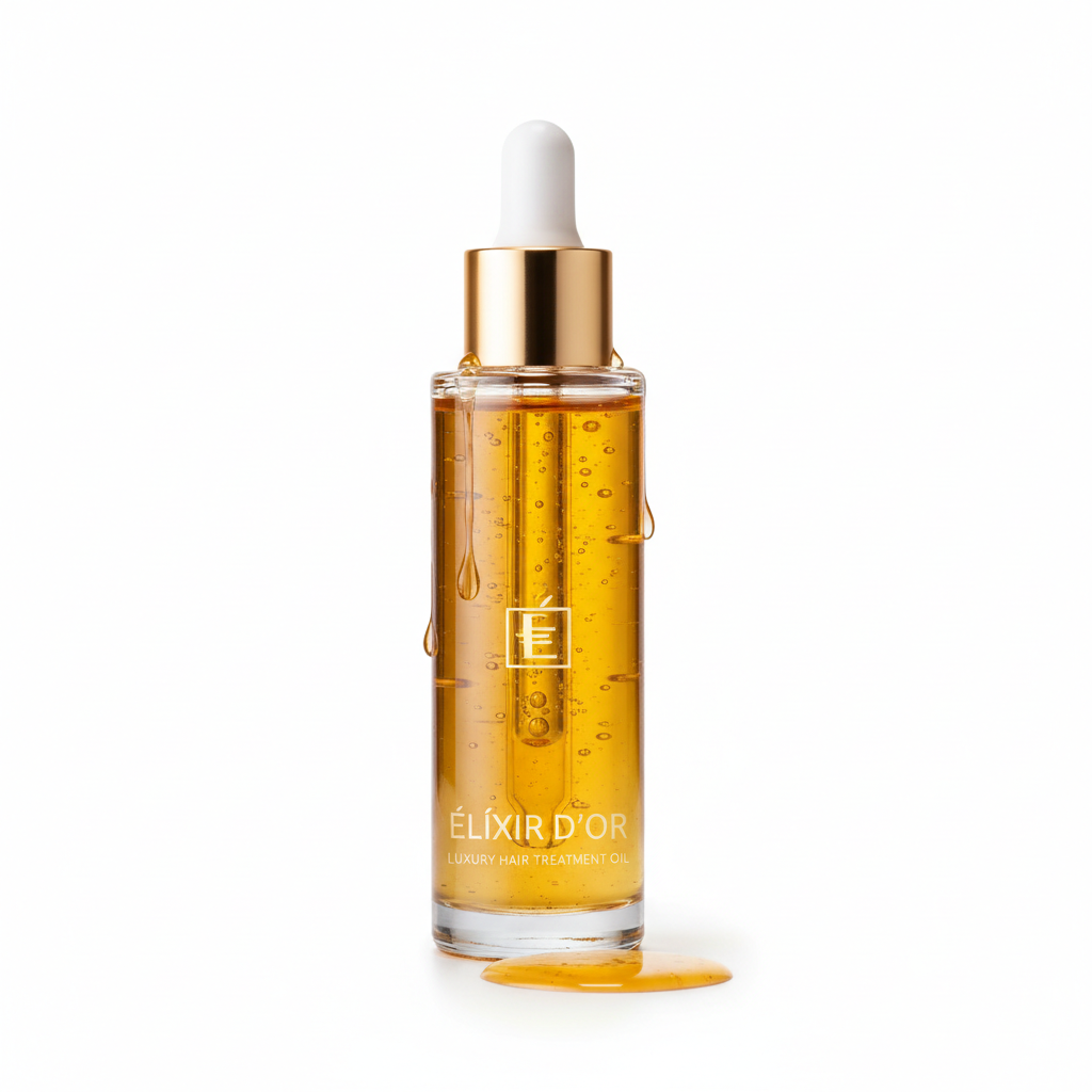 Huile capillaire précieuse - flacon ambre avec pipette